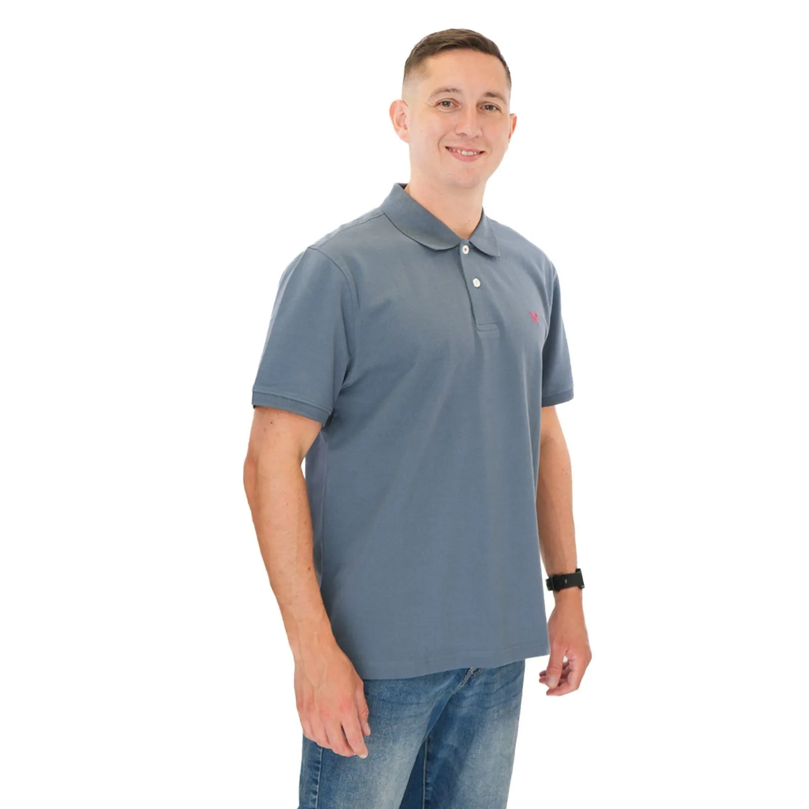 Crew Clothing Polo Shirt Classic Pique Cotton Charcoal Greyish Blue