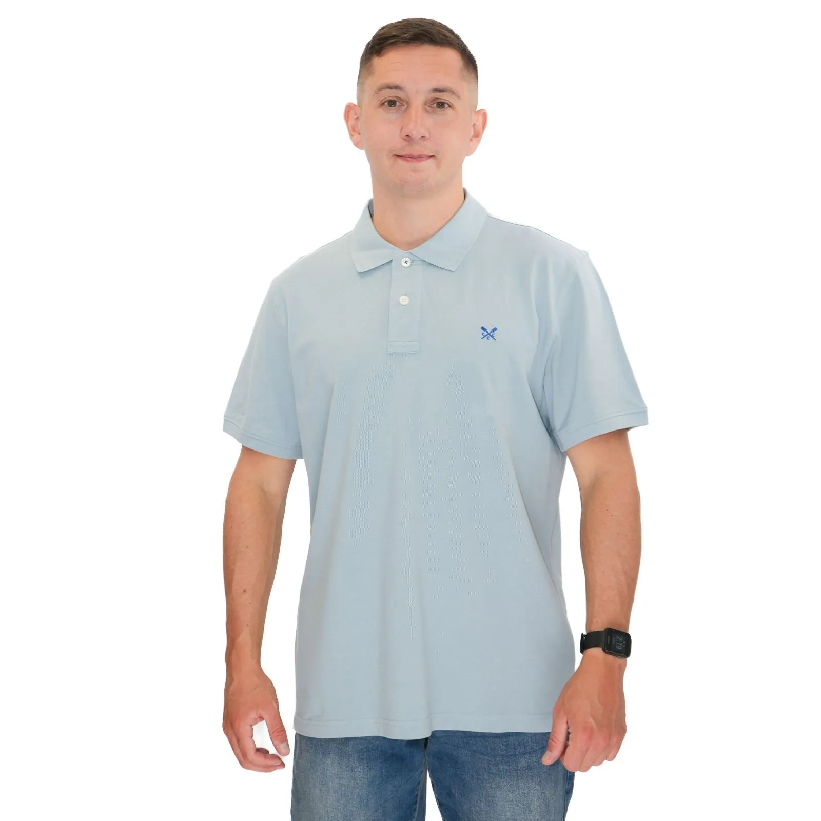 Crew Clothing Polo Shirt Classic Pique Cotton Light Blue