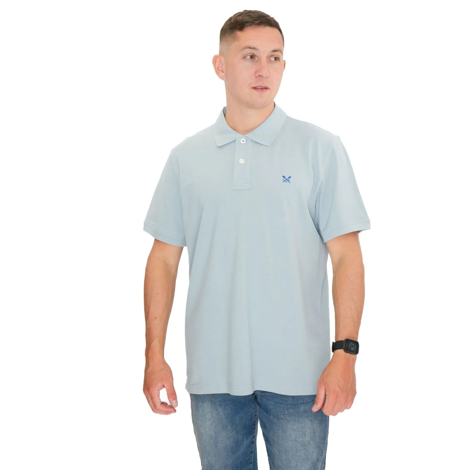 Crew Clothing Polo Shirt Classic Pique Cotton Light Blue
