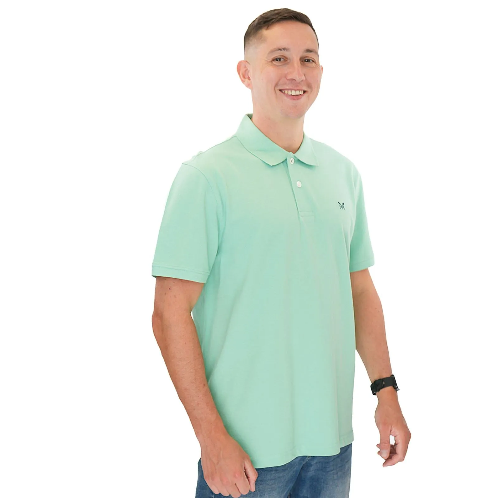 Crew Clothing Polo Shirt Classic Pique Cotton Light Green