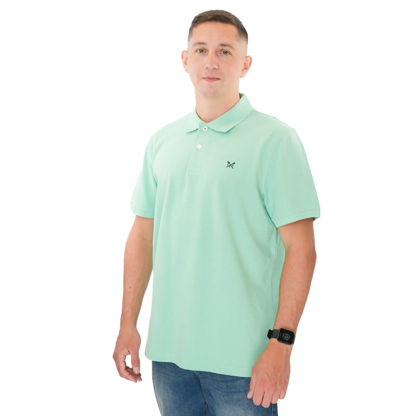 Crew Clothing Polo Shirt Classic Pique Cotton Light Green