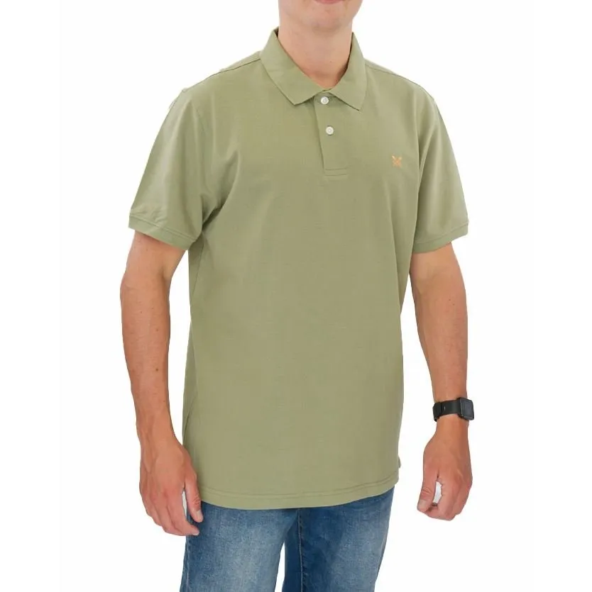Crew Clothing Polo Shirt Classic Pique Cotton Light Khaki Green