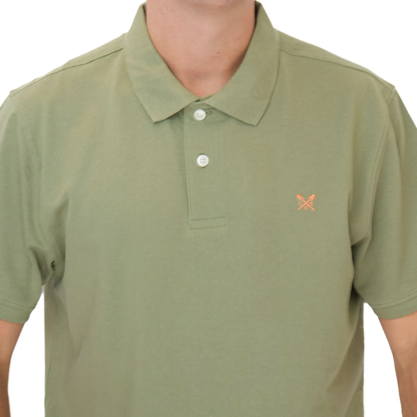 Crew Clothing Polo Shirt Classic Pique Cotton Light Khaki Green
