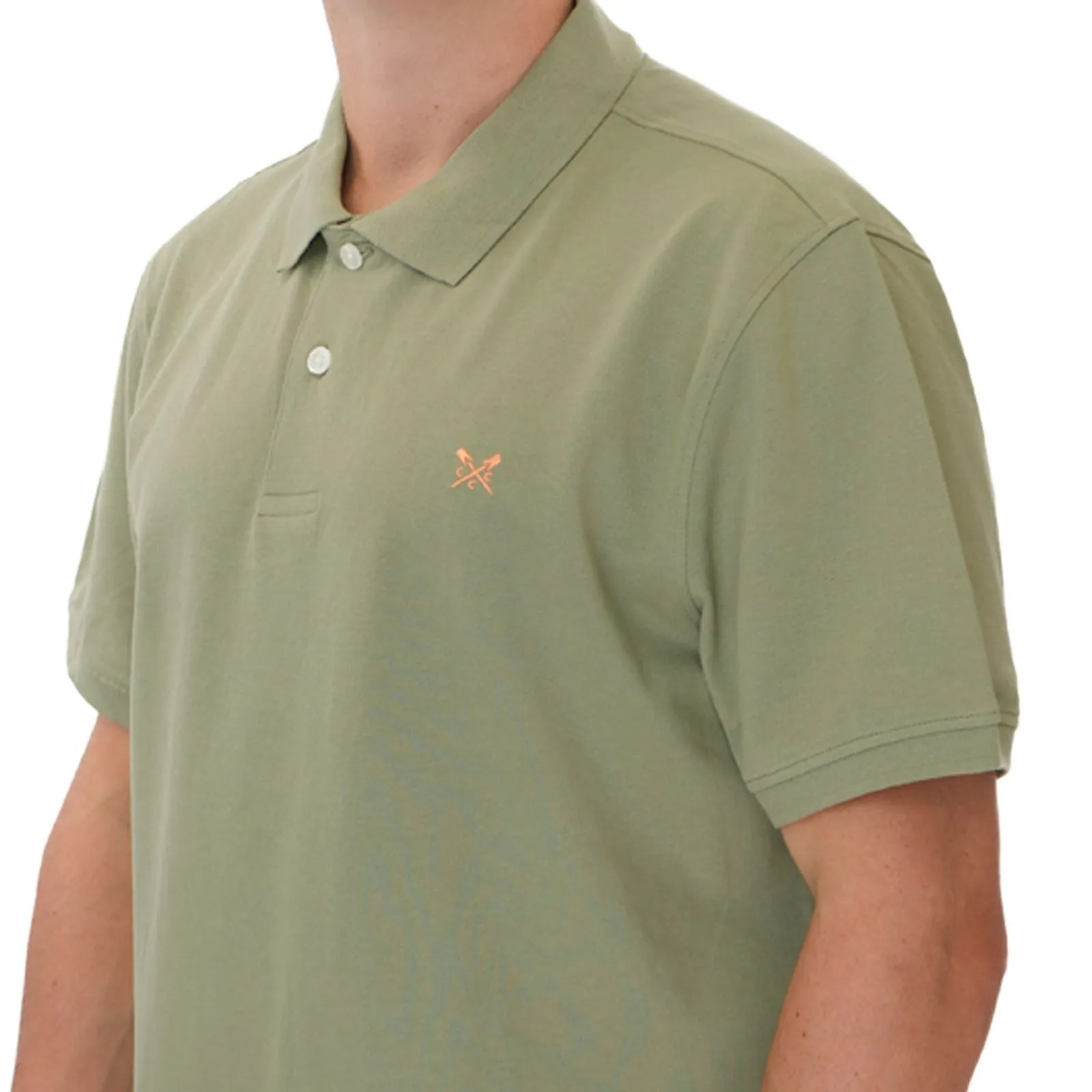 Crew Clothing Polo Shirt Classic Pique Cotton Light Khaki Green