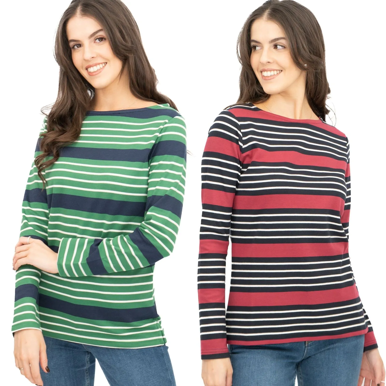 Crew Clothing Womens Top Ultimate Breton Stripe Red