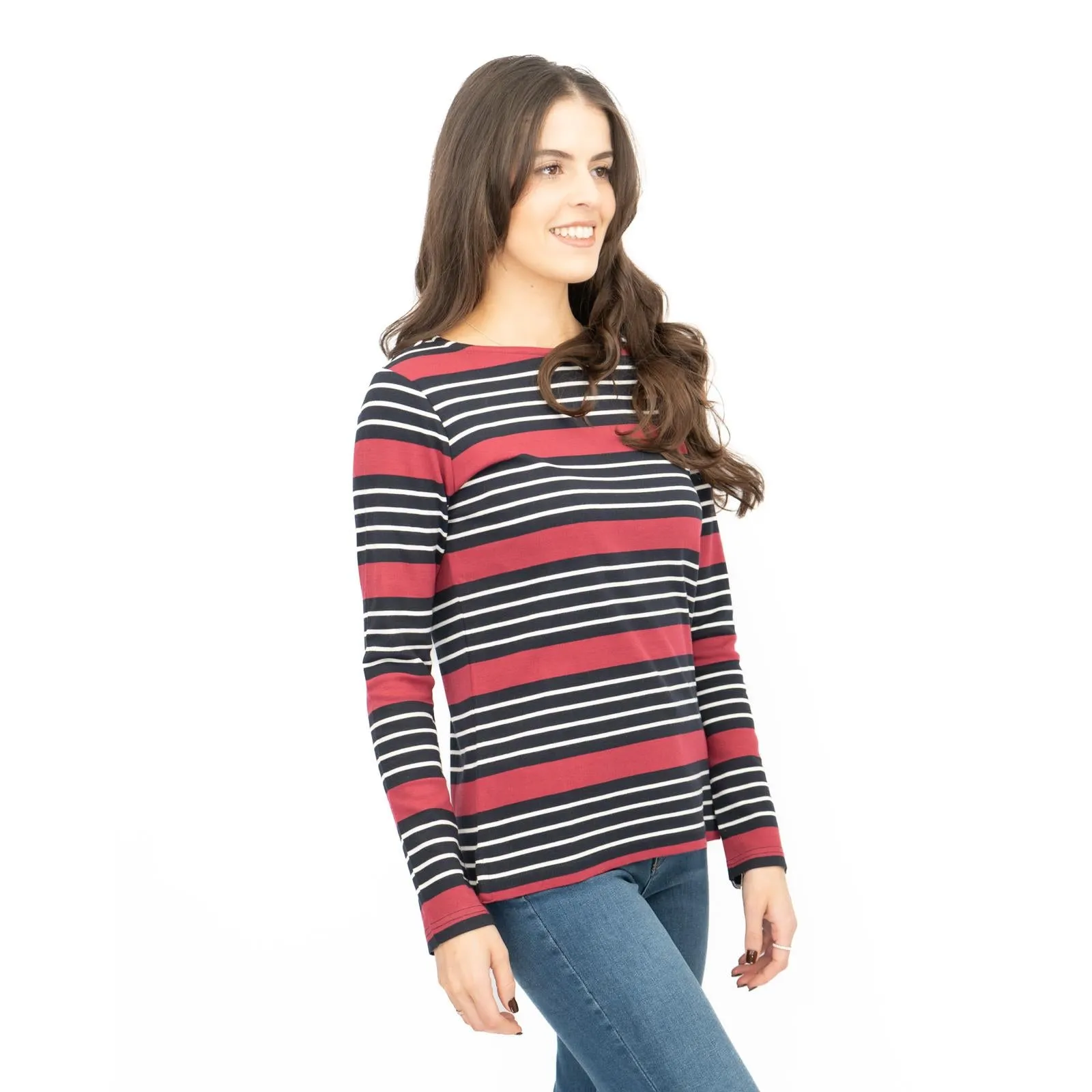 Crew Clothing Womens Top Ultimate Breton Stripe Red