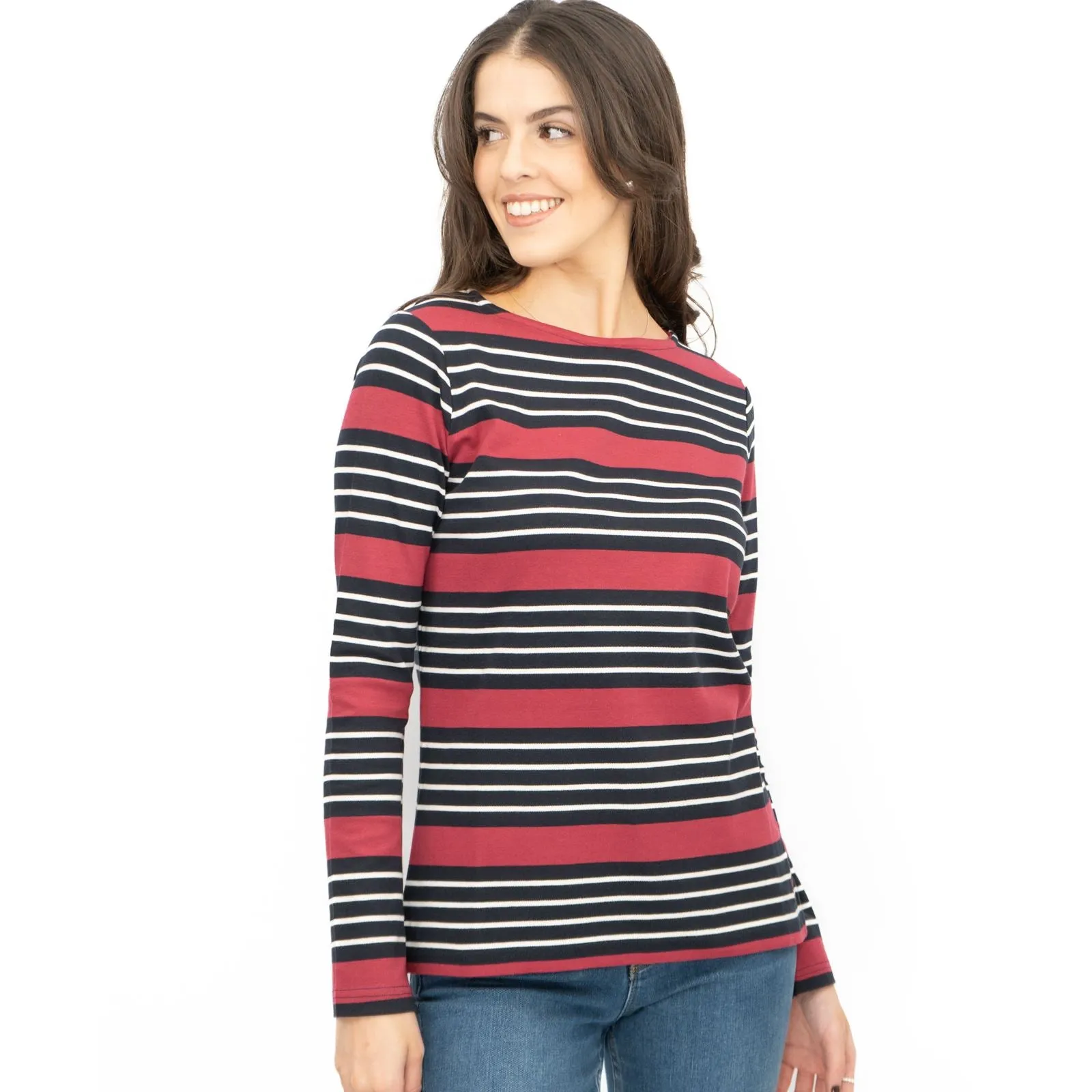 Crew Clothing Womens Top Ultimate Breton Stripe Red