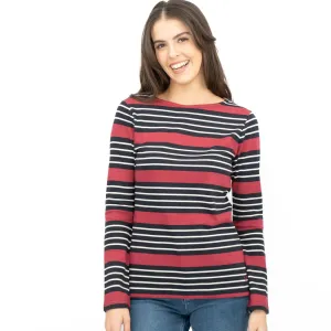 Crew Clothing Womens Top Ultimate Breton Stripe Red