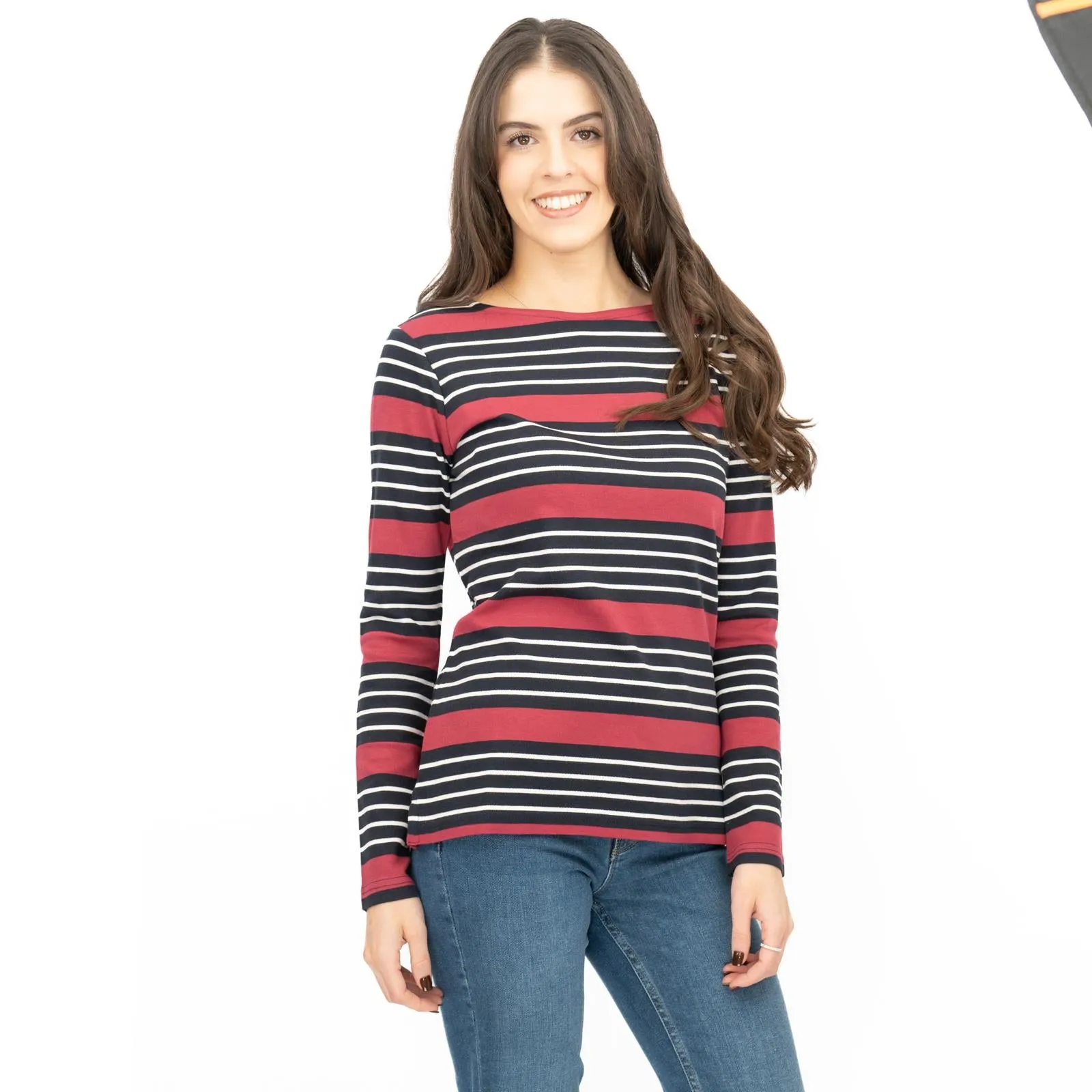 Crew Clothing Womens Top Ultimate Breton Stripe Red