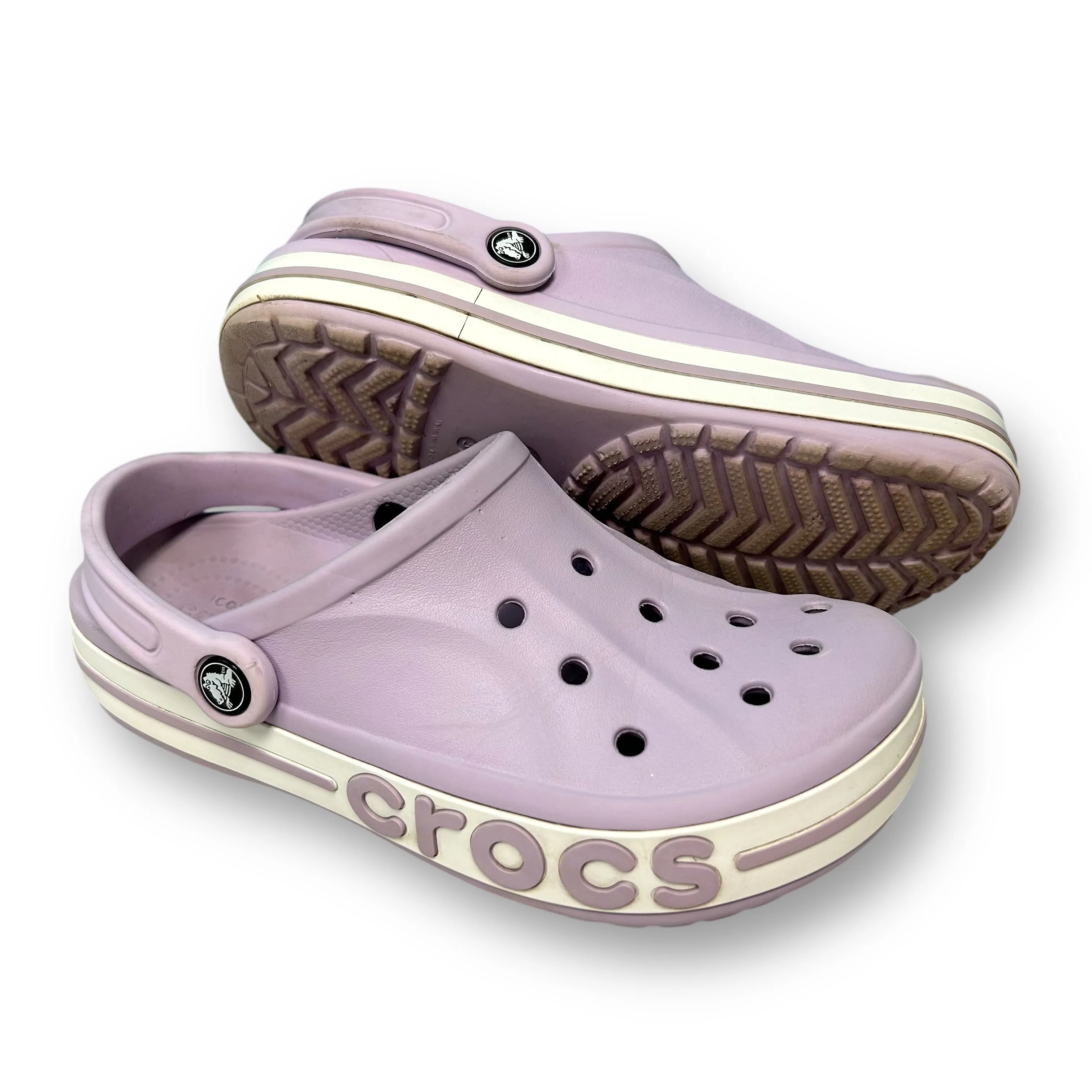 Crocs Shoes Women's Size 7 Classic Clogs, Light Purple and White