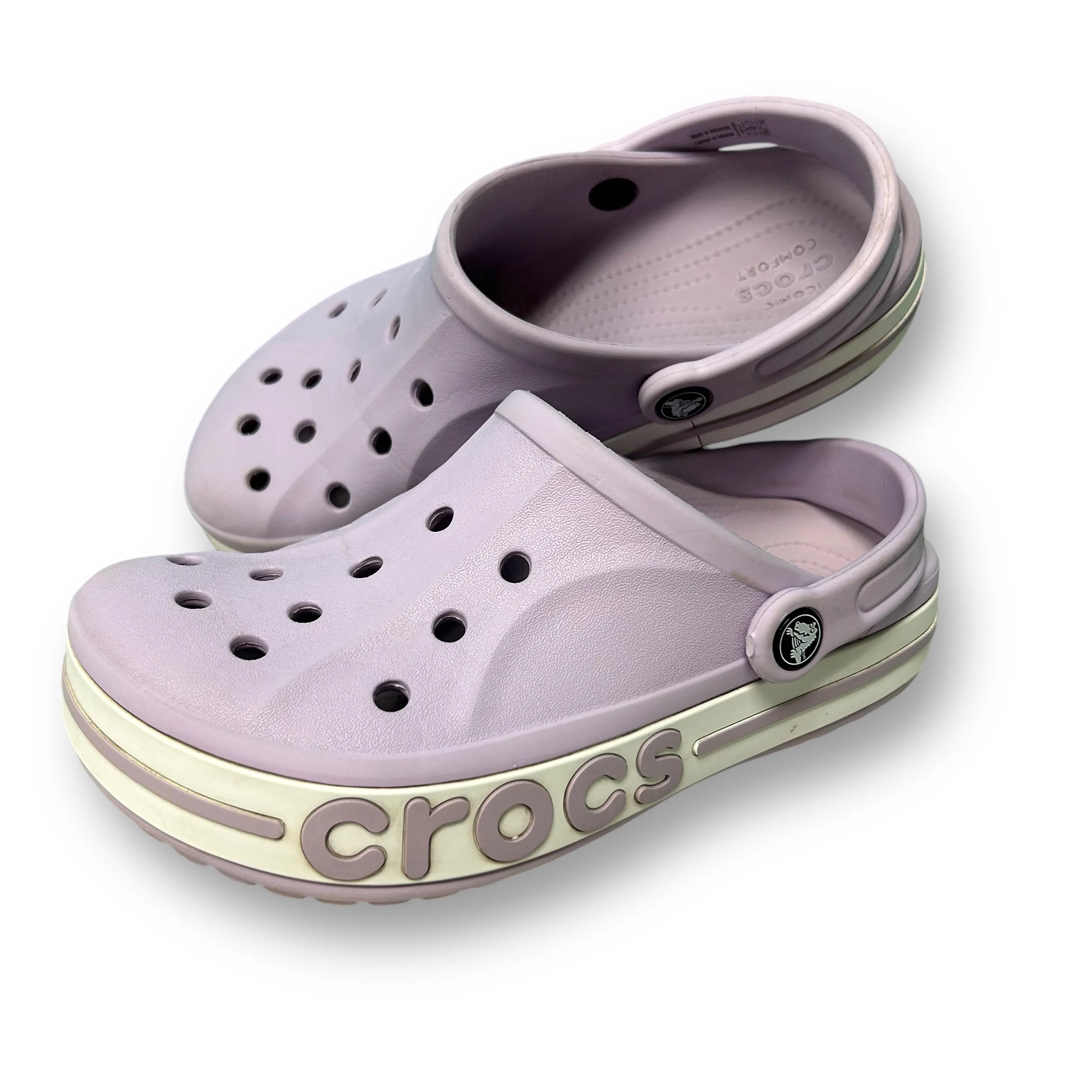 Crocs Shoes Women's Size 7 Classic Clogs, Light Purple and White