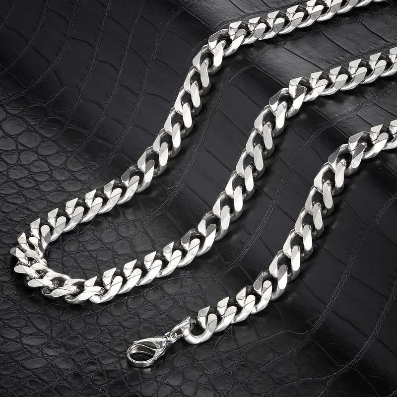 Crucible Los Angeles Stainless Steel 10mm Beveled Curb Chain - 18" to 24"