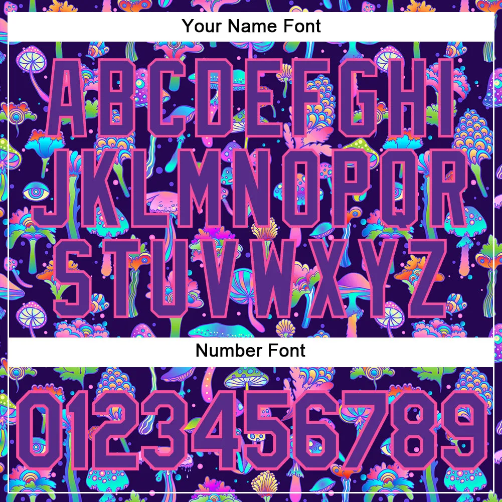 Custom 3D Pattern Design Colorful Flowers And Mushrooms Psychedelic Hallucination Authentic Baseball Jersey FansIdea
