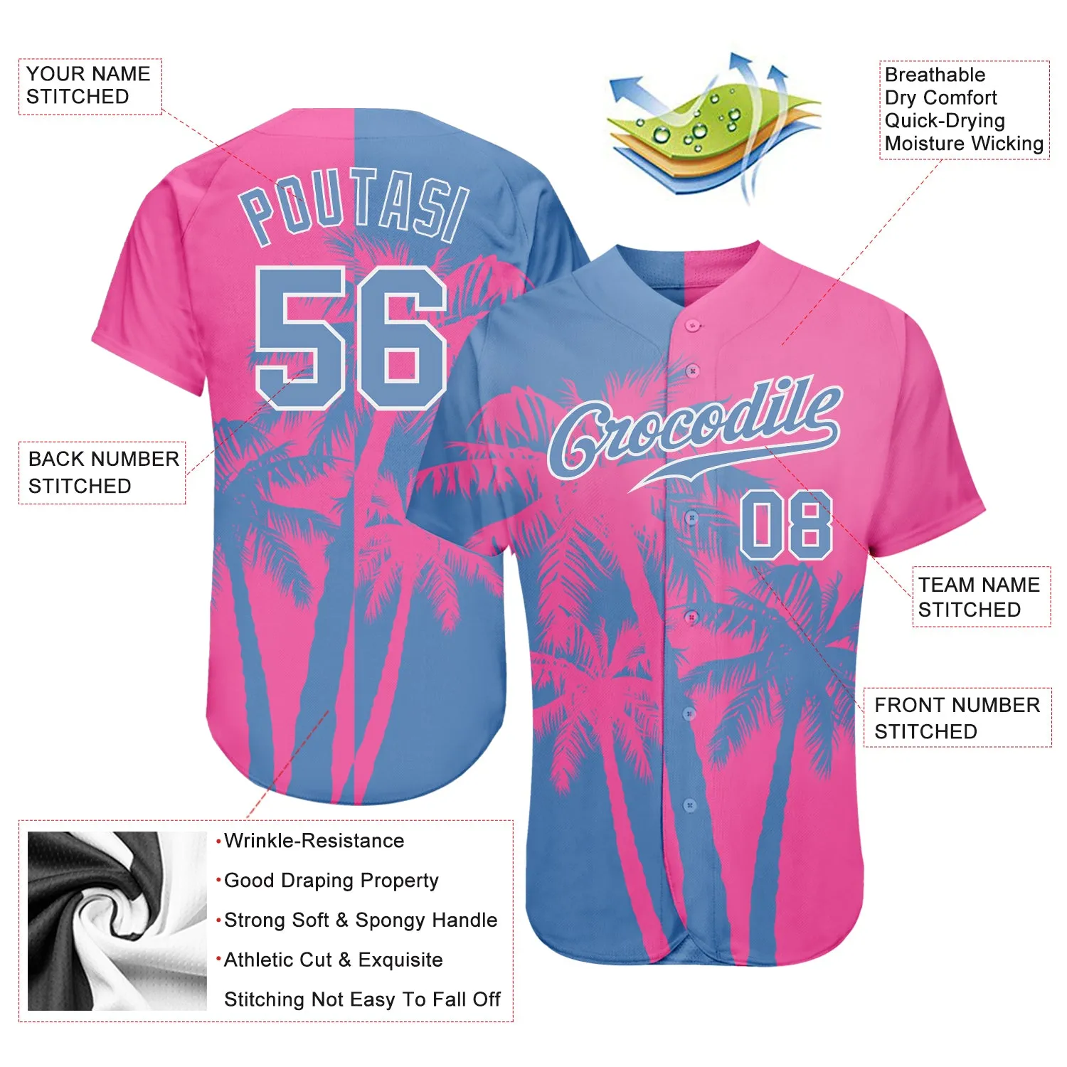 Custom 3D Pattern Design Hawaii Coconut Trees Authentic Baseball Jersey FansIdea