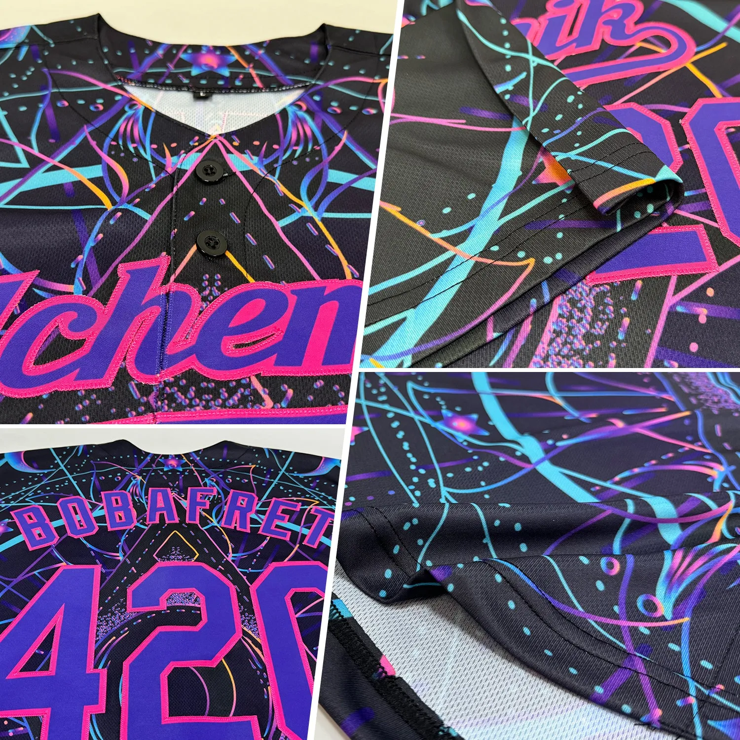 Custom 3D Pattern Design Magic Mushrooms Over Sacred Geometry Psychedelic Hallucination Authentic Baseball Jersey FansIdea
