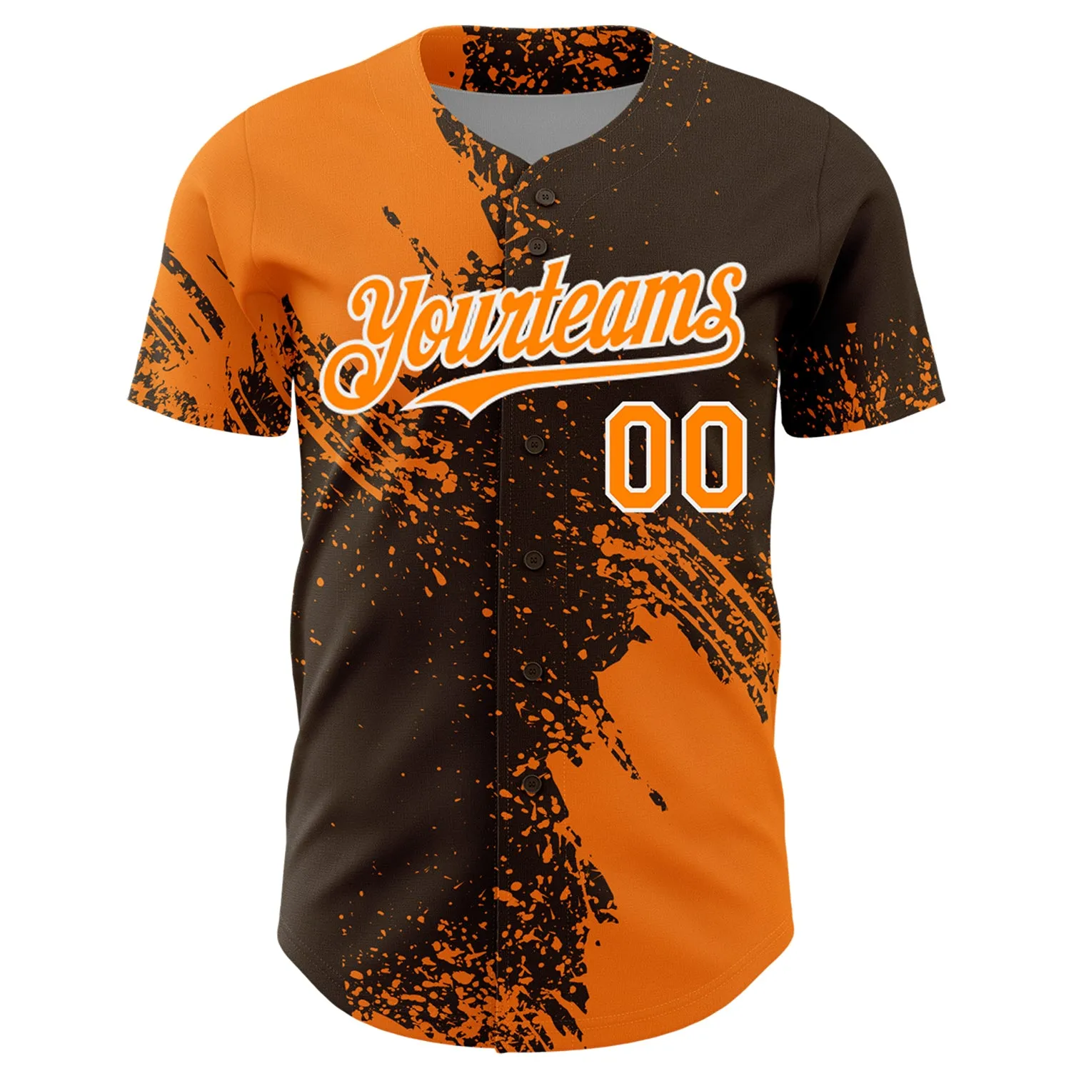 Custom Bay Orange Brown-White 3D Pattern Design Abstract Brush Stroke Authentic Baseball Jersey