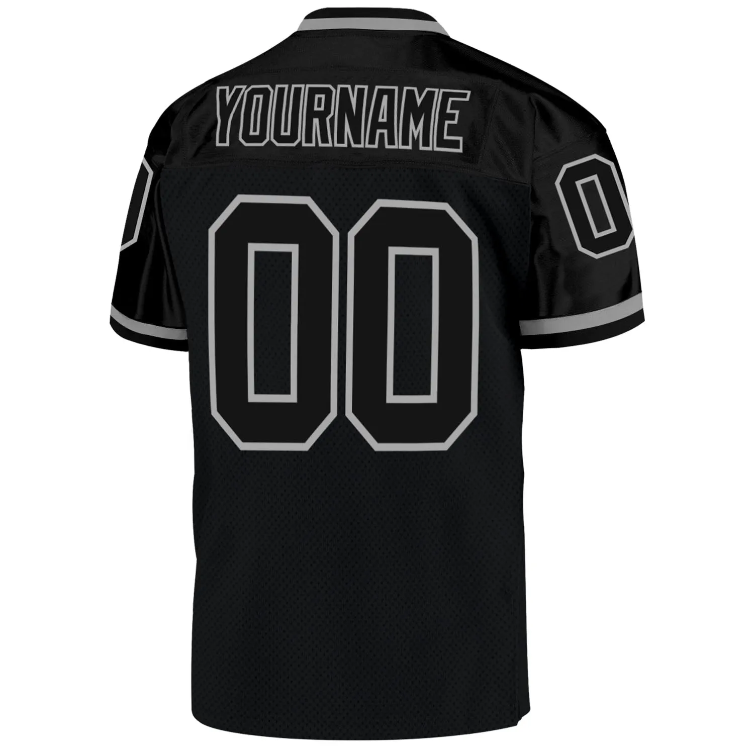 Custom Black Black-Gray Mesh Authentic Throwback Football Jersey FansIdea