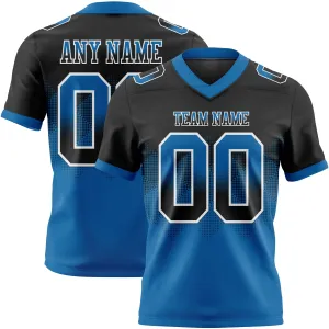 Custom Black Blue-White Mesh Authentic Gradient Square Shape Flag Football Jersey