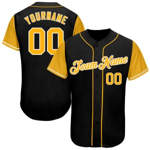 Custom Black Gold-White Authentic Two Tone Baseball Jersey FansIdea