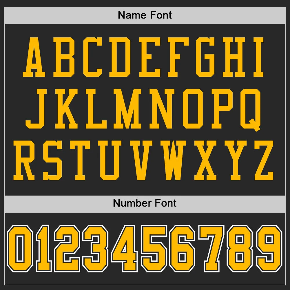 Custom Black Gold-White Mesh Authentic Football Jersey FansIdea