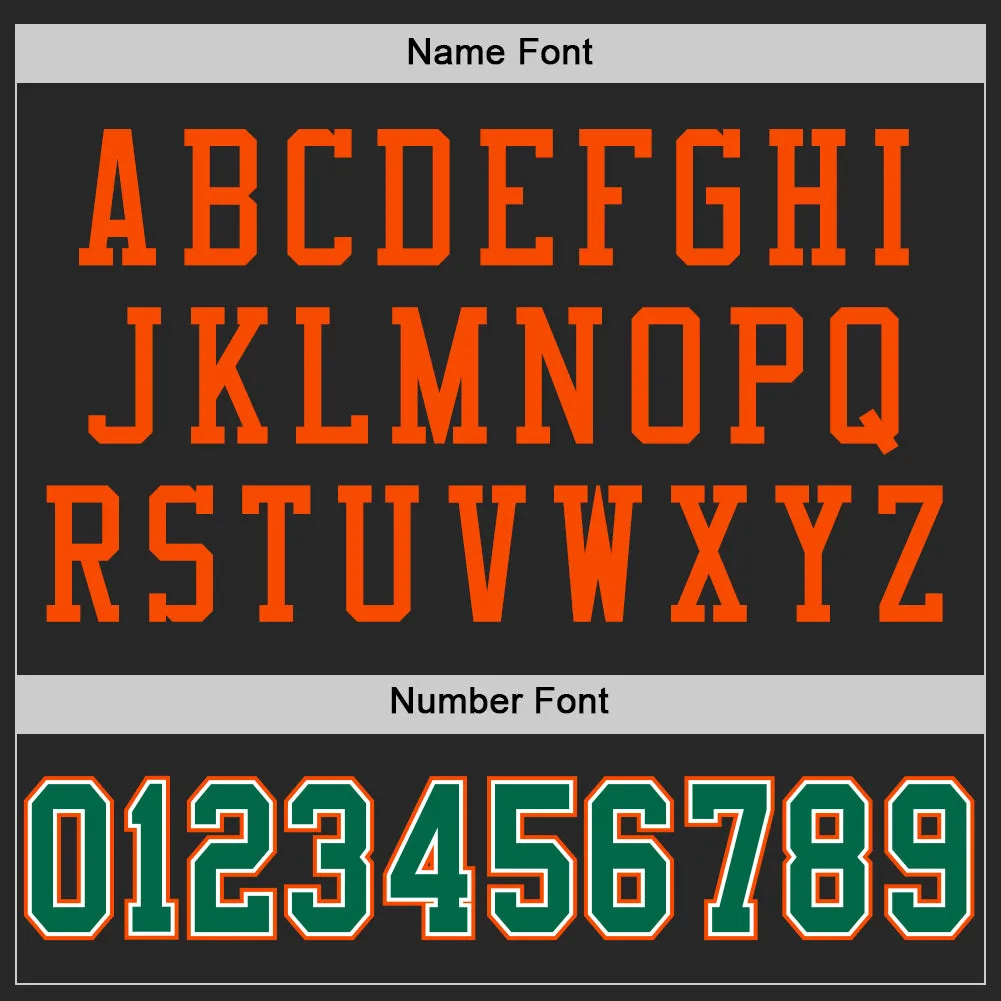 Custom Black Kelly Green-Orange Mesh Authentic Football Jersey FansIdea