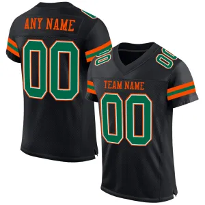 Custom Black Kelly Green-Orange Mesh Authentic Football Jersey FansIdea