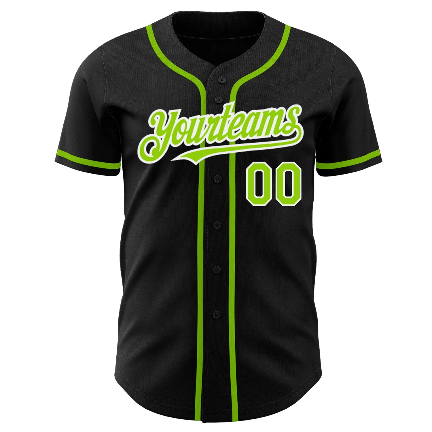 Custom Black Neon Green-White Authentic Baseball Jersey FansIdea
