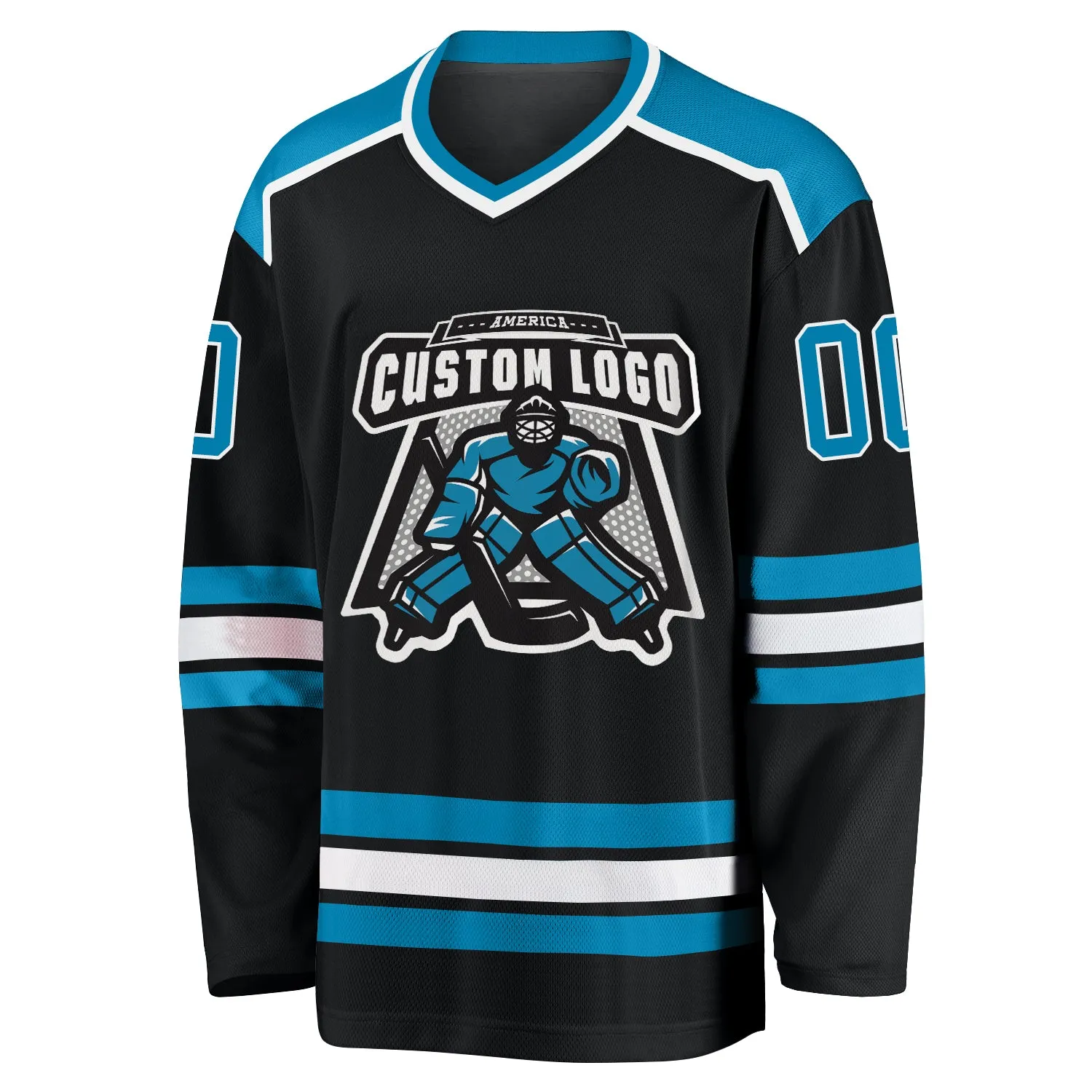 Custom Black Panther Blue-White Hockey Jersey FansIdea