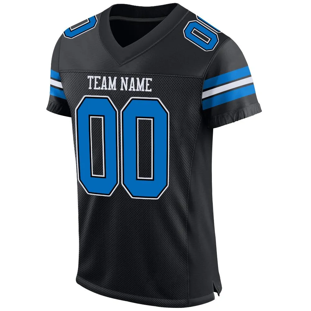 Custom Black Panther Blue-White Mesh Authentic Football Jersey FansIdea
