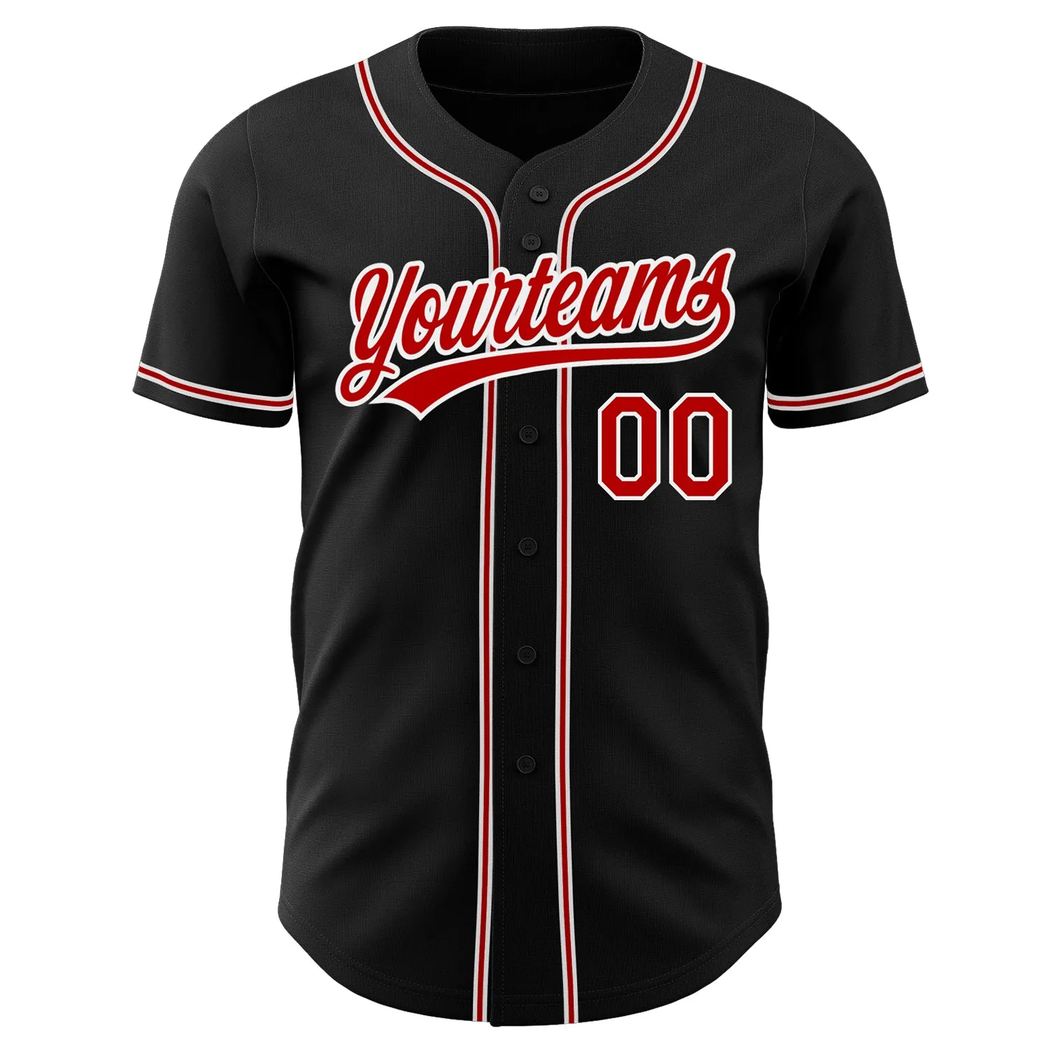 Custom Black Red-White Authentic Baseball Jersey FansIdea