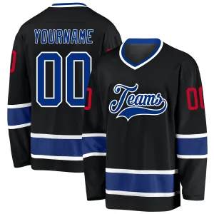 Custom Black Royal-Red Hockey Jersey FansIdea