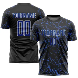 Custom Black Royal-White Sublimation Soccer Uniform Jersey FansIdea