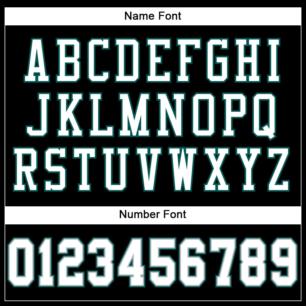 Custom Black White-Midnight Green Mesh Authentic Football Jersey FansIdea
