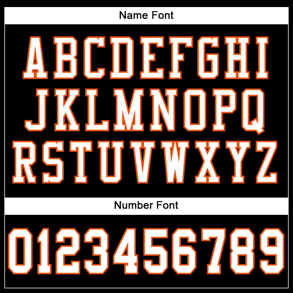 Custom Black White-Orange Mesh Authentic Football Jersey FansIdea