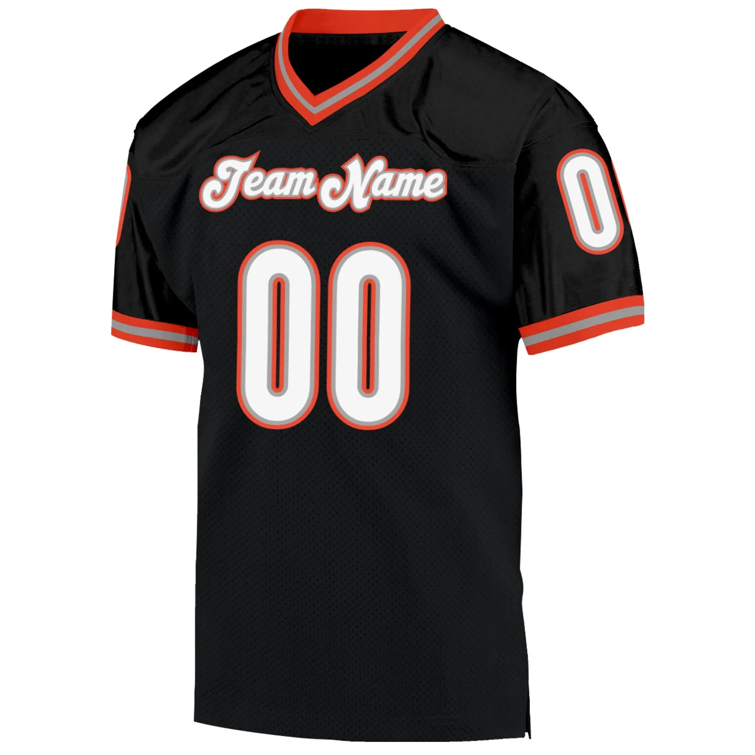 Custom Black White-Orange Mesh Authentic Throwback Football Jersey FansIdea