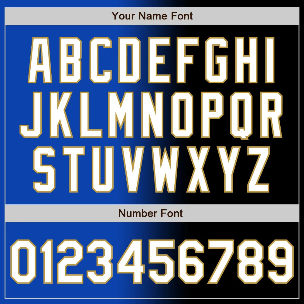 Custom Black White Thunder Blue-Old Gold Authentic Gradient Fashion Baseball Jersey