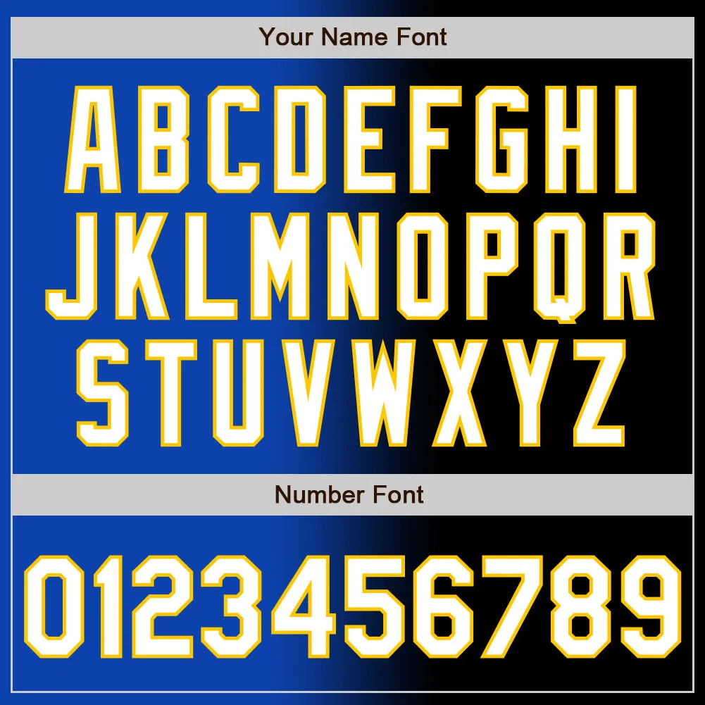 Custom Black White Thunder Blue-Yellow Authentic Gradient Fashion Baseball Jersey
