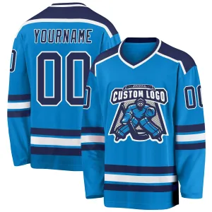 Custom Blue Navy-White Hockey Jersey FansIdea