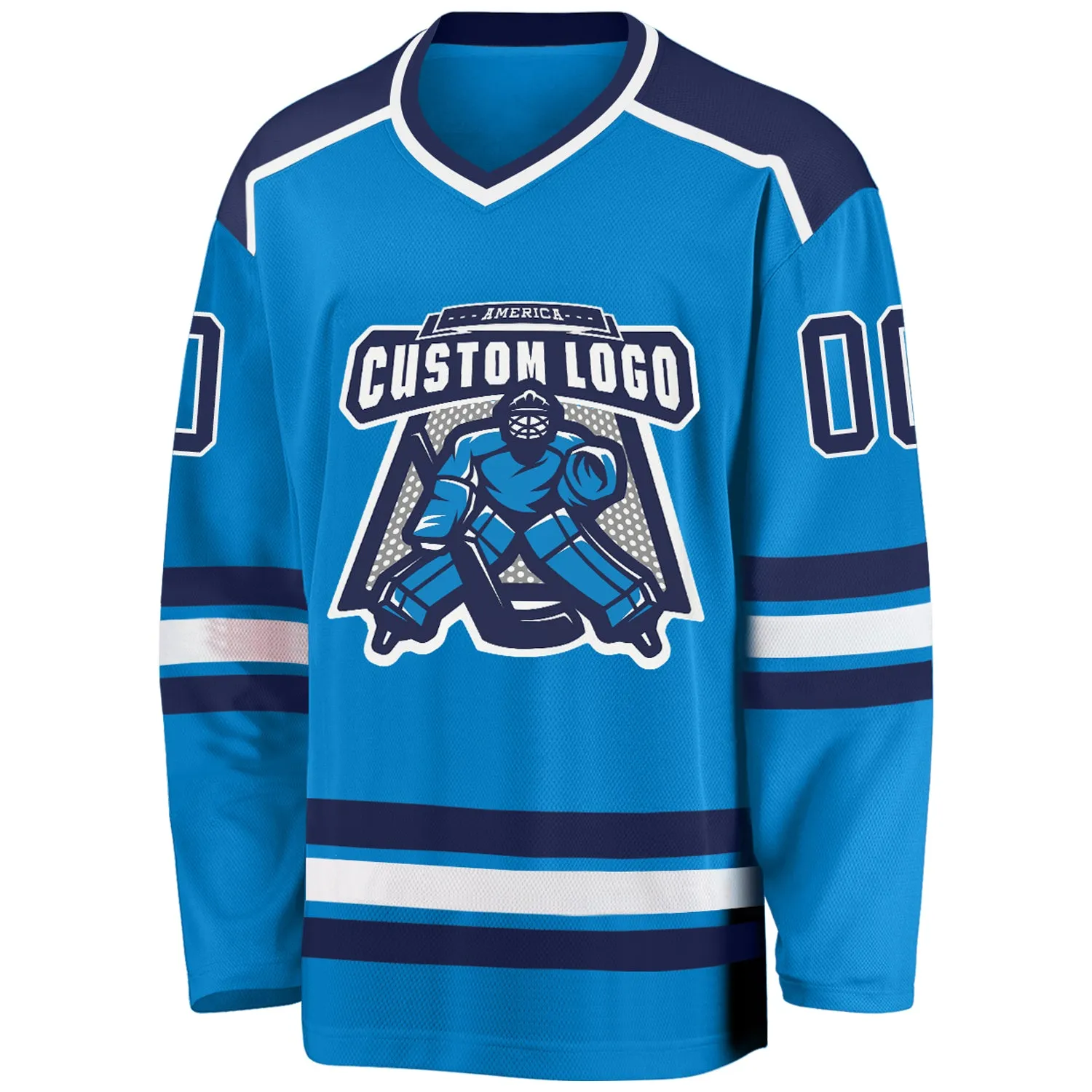 Custom Blue Navy-White Hockey Jersey FansIdea