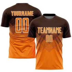 Custom Brown Bay Orange-White Sublimation Soccer Uniform Jersey FansIdea