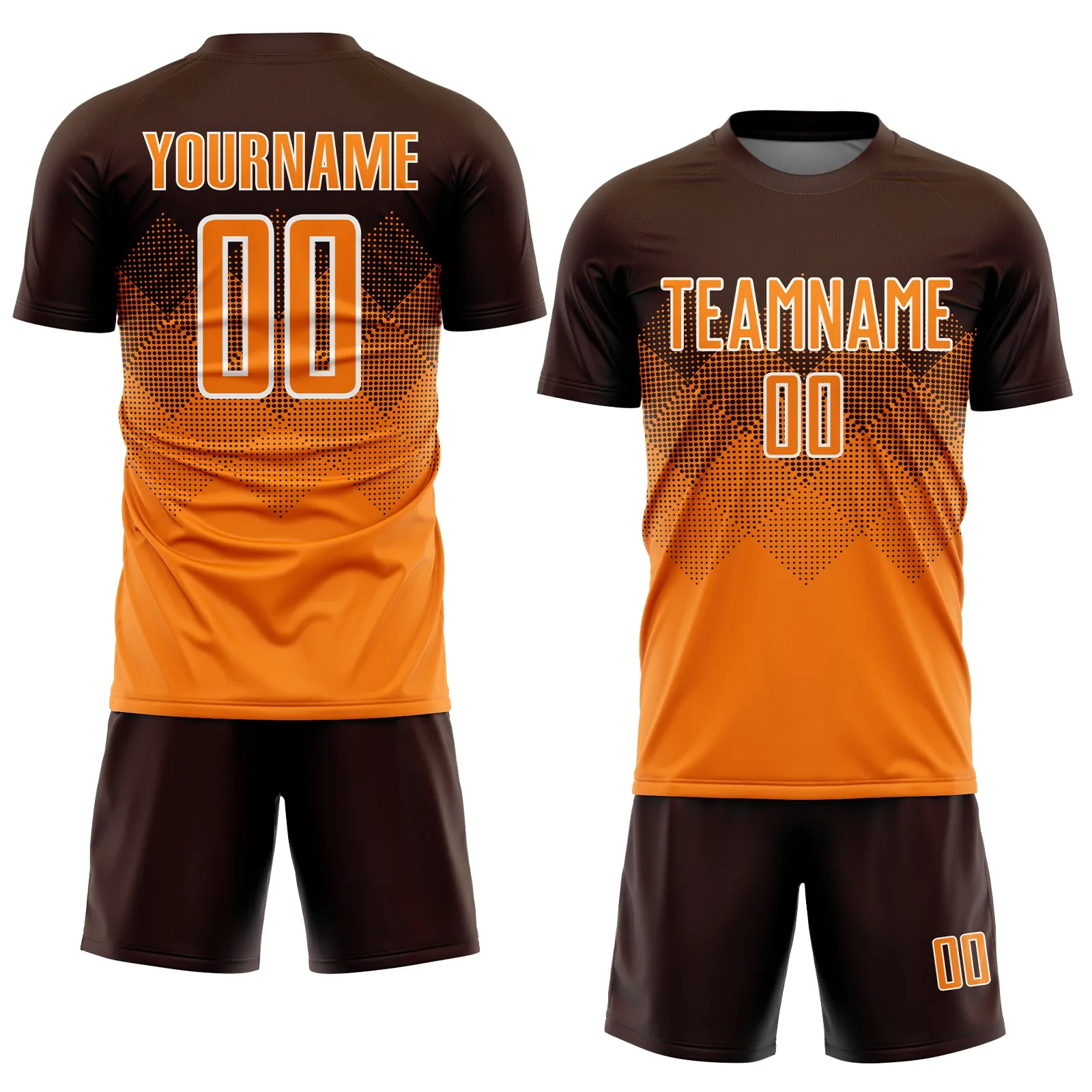 Custom Brown Bay Orange-White Sublimation Soccer Uniform Jersey FansIdea