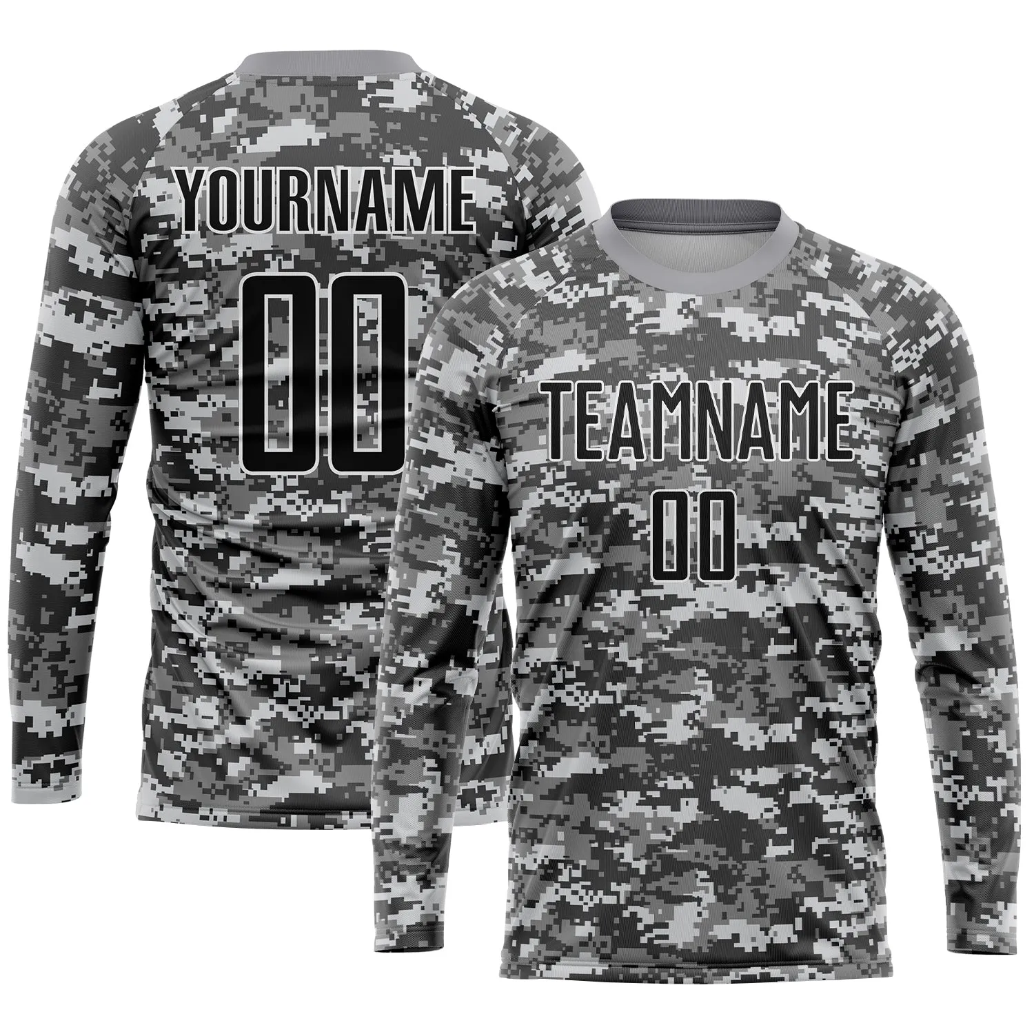 Custom Camo Black-Gray Sublimation Salute To Service Soccer Uniform Jersey FansIdea