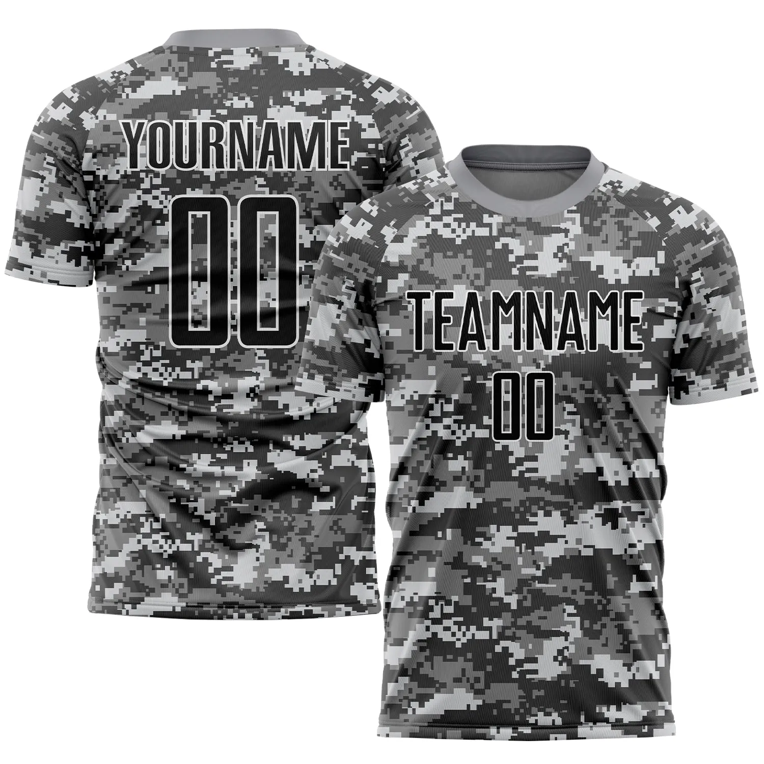 Custom Camo Black-Gray Sublimation Salute To Service Soccer Uniform Jersey FansIdea