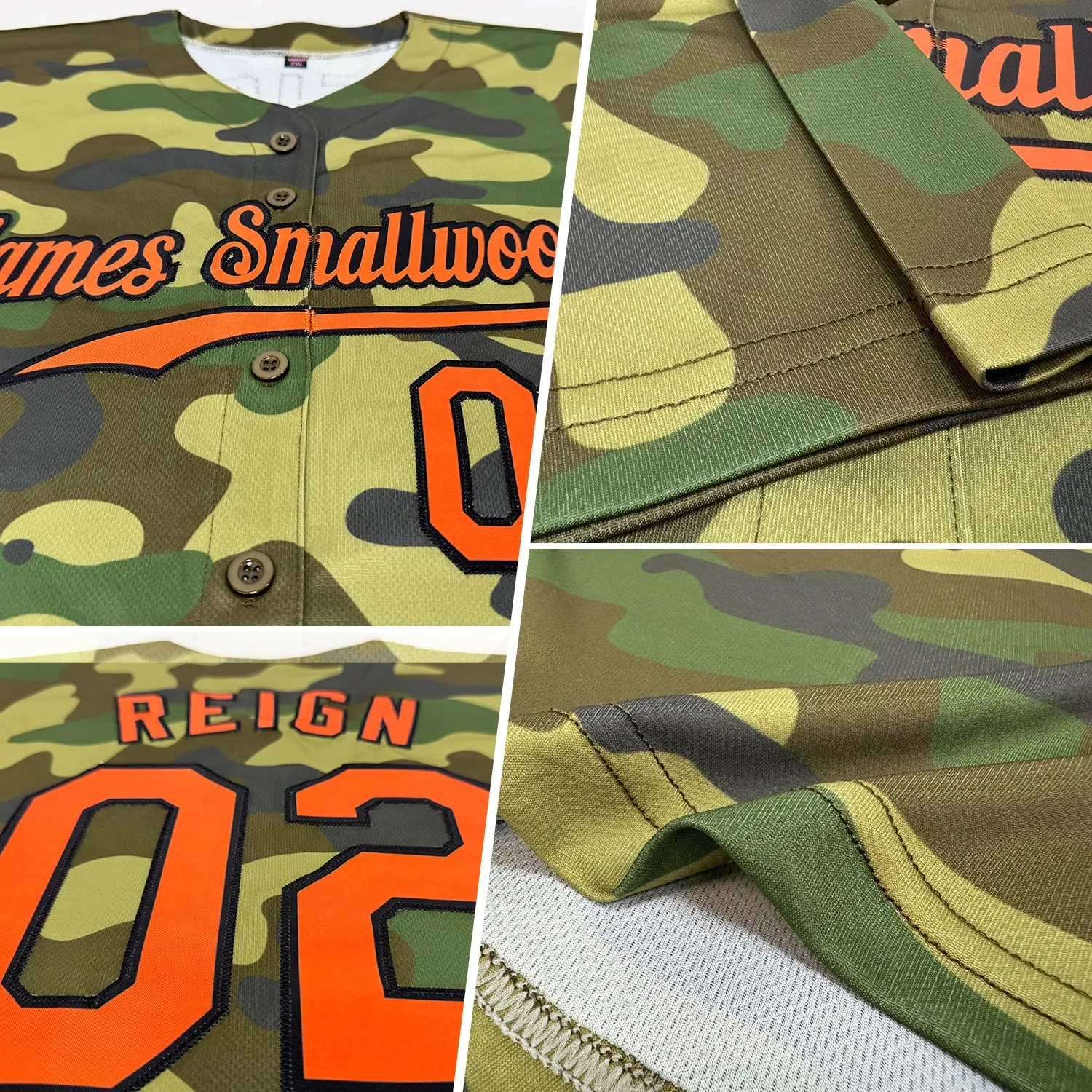 Custom Camo Orange-Black Authentic Salute To Service Baseball Jersey FansIdea