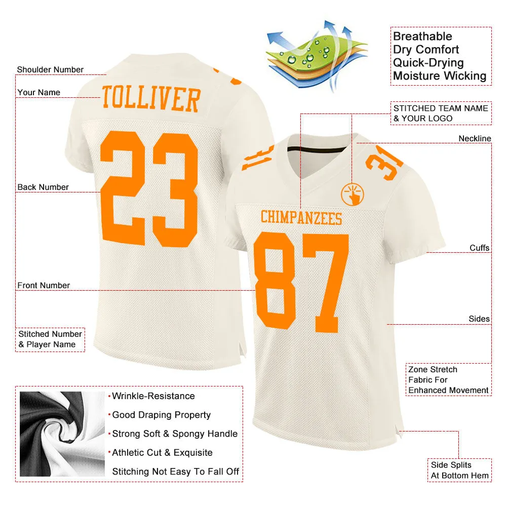 Custom Cream Bay Orange Mesh Authentic Football Jersey FansIdea