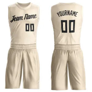 Custom Cream Black Round Neck Suit Basketball Jersey FansIdea