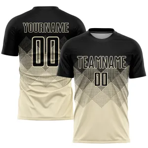 Custom Cream Black Sublimation Soccer Uniform Jersey FansIdea