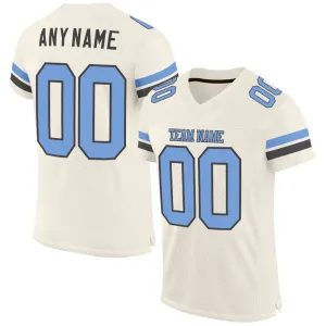Custom Cream Light Blue-Steel Gray Mesh Authentic Football Jersey FansIdea