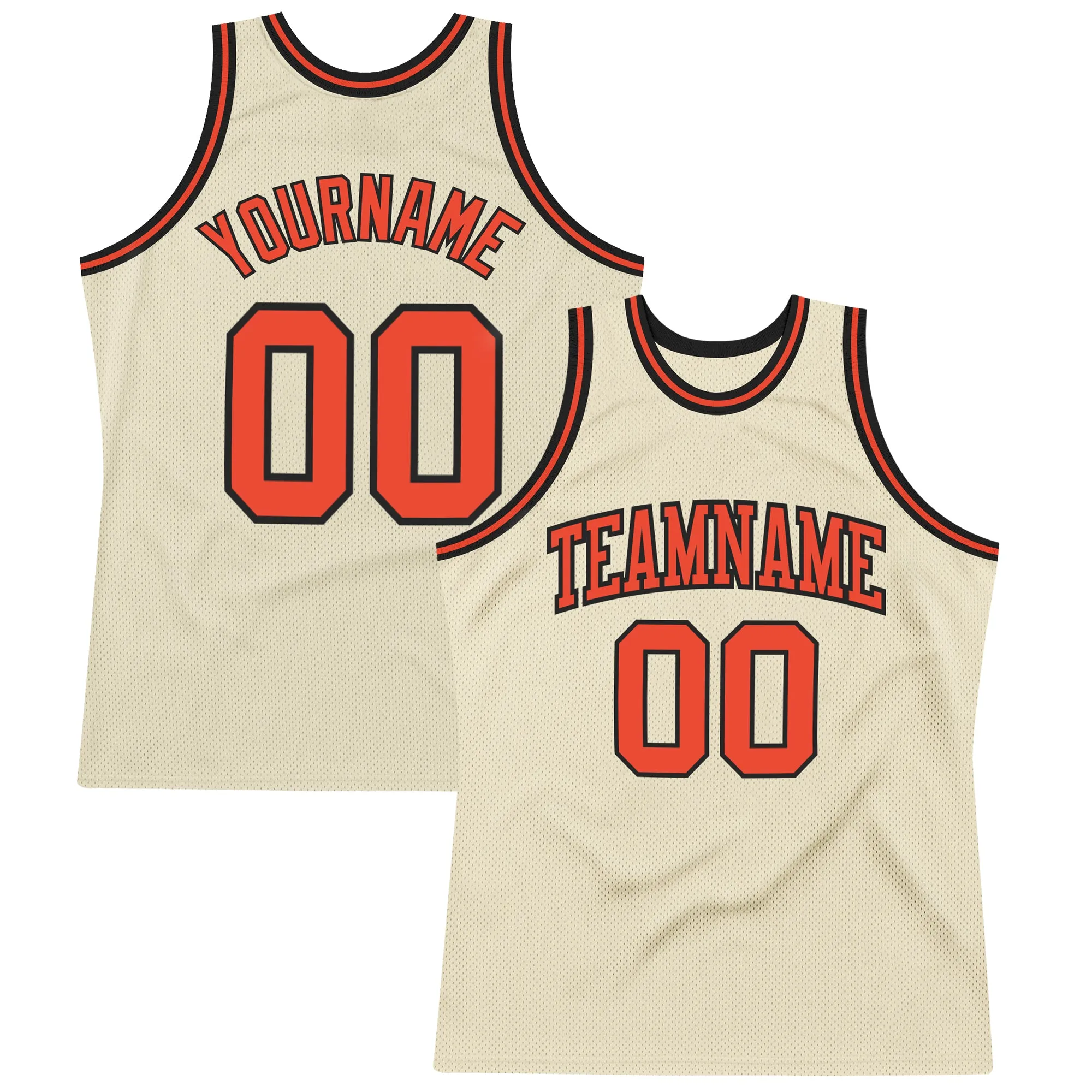 Custom Cream Orange-Black Authentic Throwback Basketball Jersey FansIdea