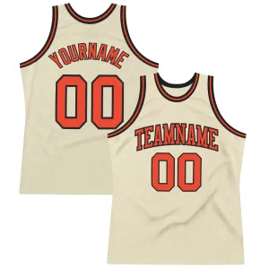 Custom Cream Orange-Black Authentic Throwback Basketball Jersey FansIdea